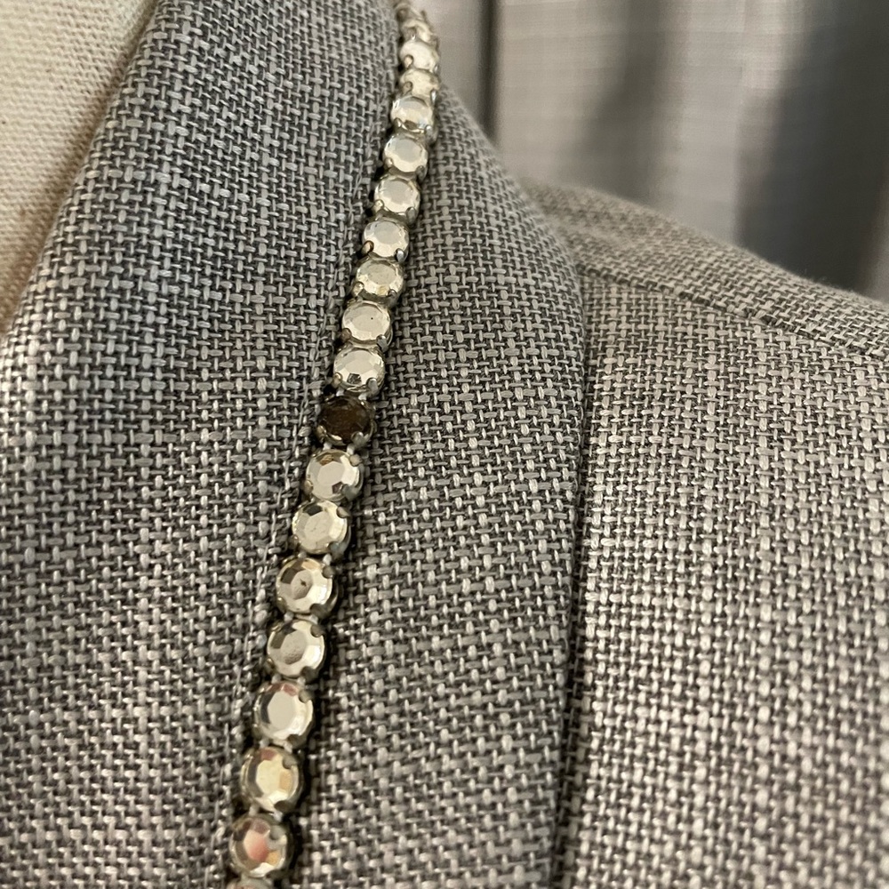 Escada Wool and Silk Blend Suit with Rhinestone Trim - Picture 3 of 16
